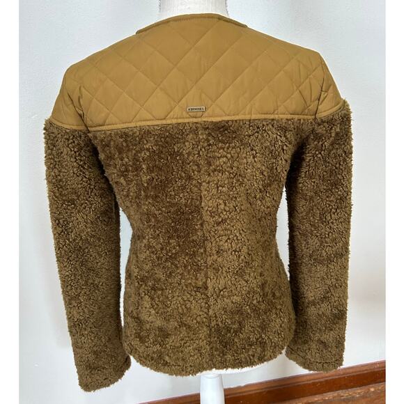 prAna Women's Good Lux Sherpa Quilted Jacket Small Tan Brown Full Zip Fleece - Picture 5 of 10
